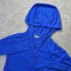 Athleta Pacifica Baja UPF Jacket Womens Small Blue Hooded Zip Outdoor Hiking
